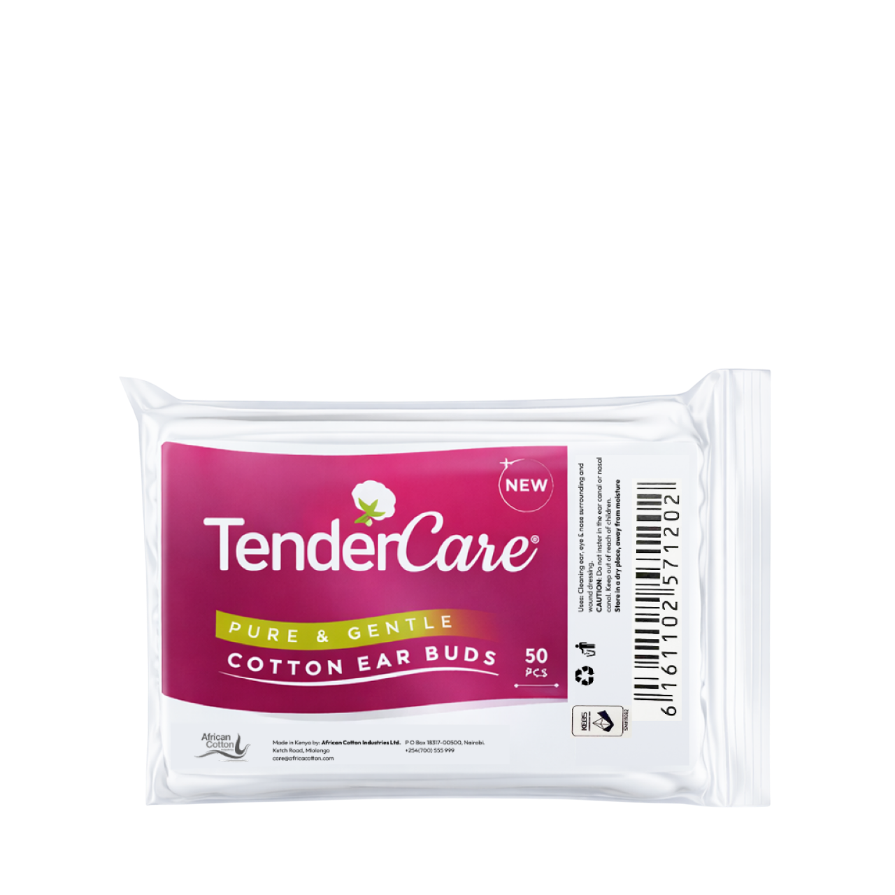Tendercare-Earbuds-White-Normal-Tip-Packets-050s-12-Packets-x-12-Dozens-per-Carton-3 Tendercare earbuds packets 50s - Image 1